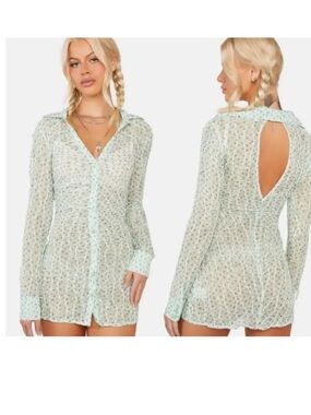 For Love & Lemons Drea Long Sleeve Mini Dress NWT Large
